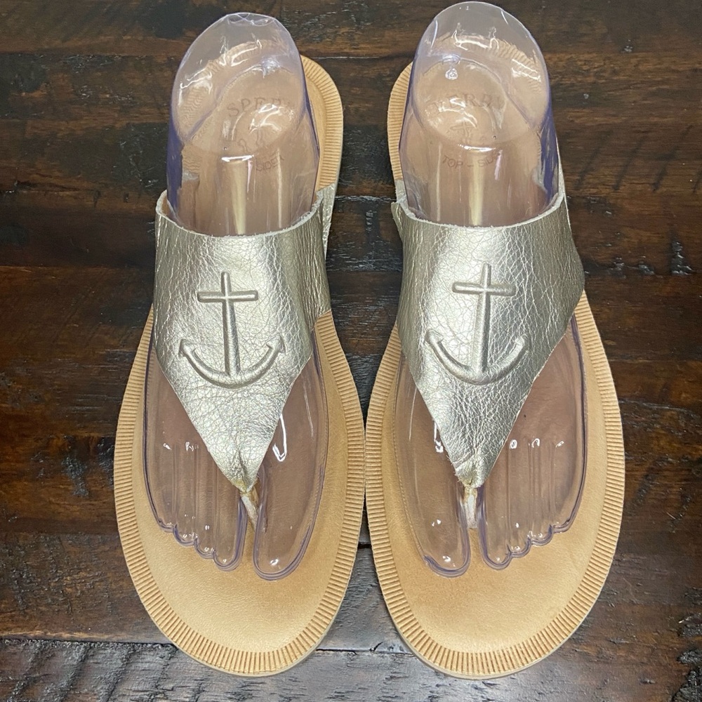 Sperry Women's Seaport Thong Sandals Champagne Size 10